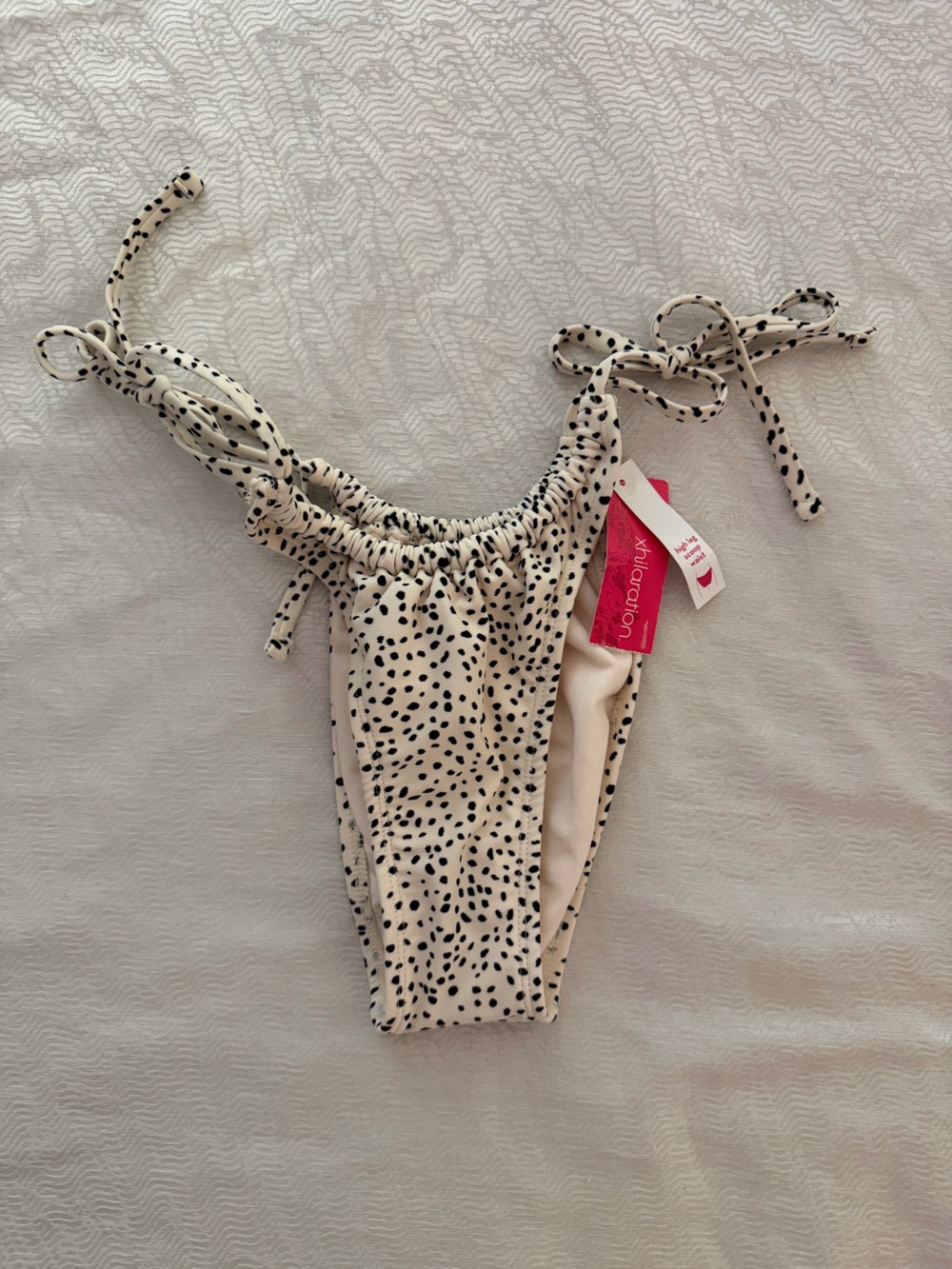 Xhilaration Cream Swim Bottoms with Black Spot Print